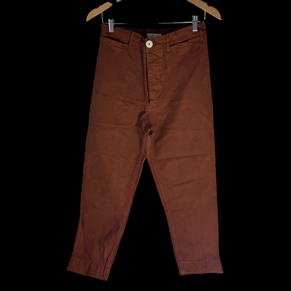 Jesse Kamm The Sailor 100% Organic Cotton Canvas Pants Clay Tapered Leg Sz 10 - Picture 3 of 8